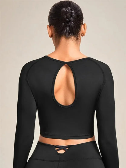 Damski top sportowy z długim rękawem