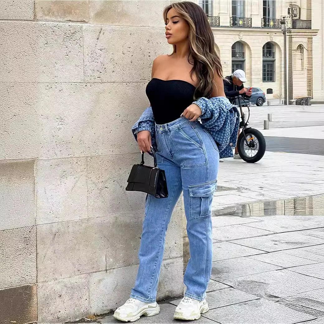 Damskie jeansy w stylu bojówek