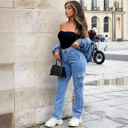 Damskie jeansy w stylu bojówek