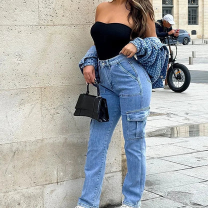 Damskie jeansy w stylu bojówek - Zolaro.pl