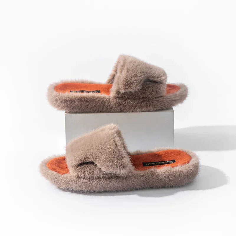 Damskie kapcie z futerkiem