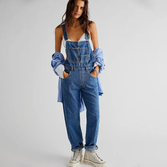 Damskie ogrodniczki jeansowe