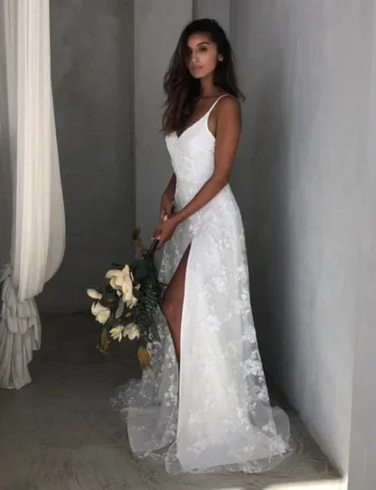 Długa sukienka maxi w stylu boho z dekoltem v