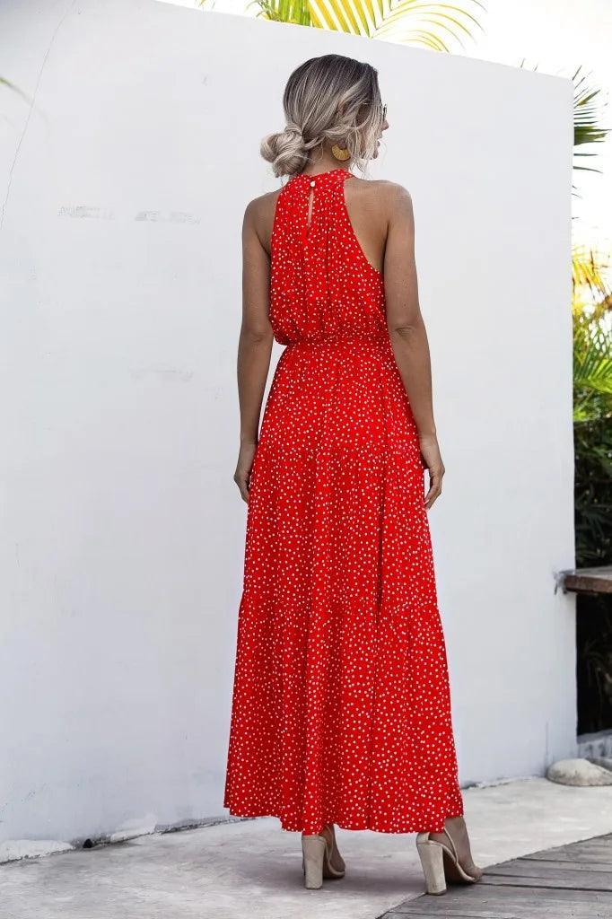 Długa sukienka w kropki