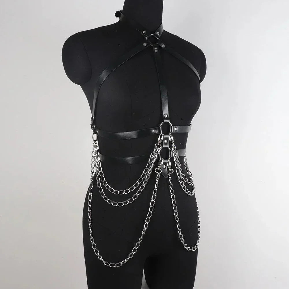 Długi harness z łańcuchami