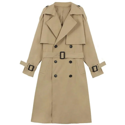 Długi płaszcz damski typu trencz