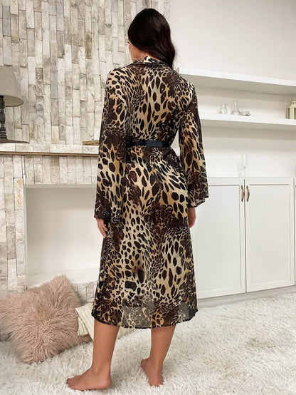 Długi szlafrok damski w panterkę