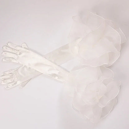 Długie rękawiczki z bufiastymi rękawami