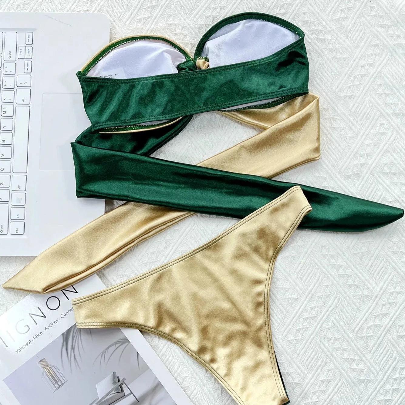 Dwuczęściowy strój kąpielowy dwukolorowy