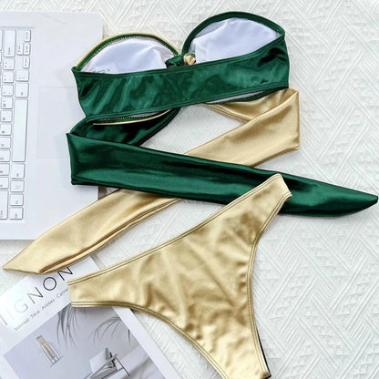 Dwuczęściowy strój kąpielowy dwukolorowy