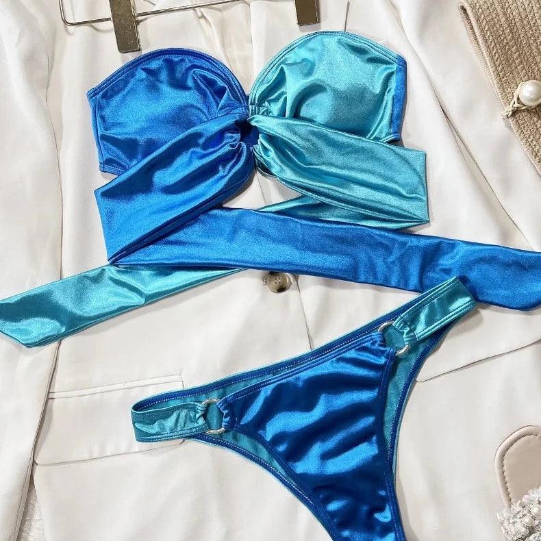 Dwuczęściowy strój kąpielowy dwukolorowy