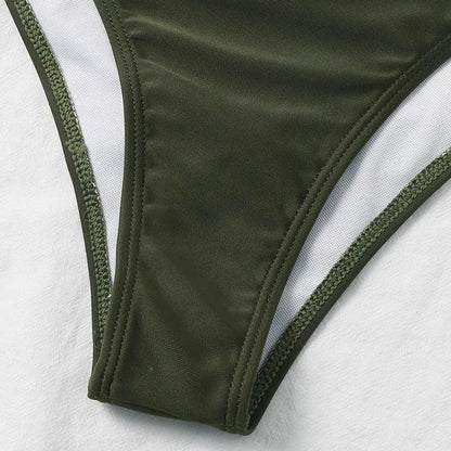 Dwuczęściowy strój kąpielowy na jedno ramię z falbanką