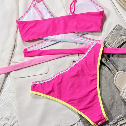 Dwuczęściowy strój kąpielowy push-up wielokolorowy