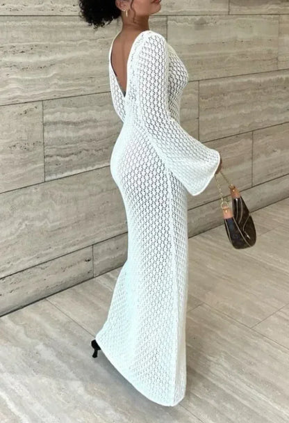 Dzianinowa letnia sukienka maxi