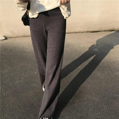 Dzianinowe spodnie z wysokim stanem