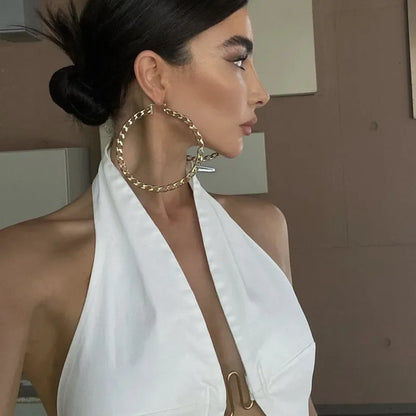 Elegancki biały top bez rękawów