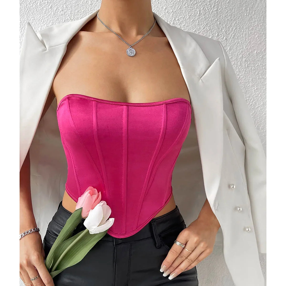 Gorset z satynowego materiału