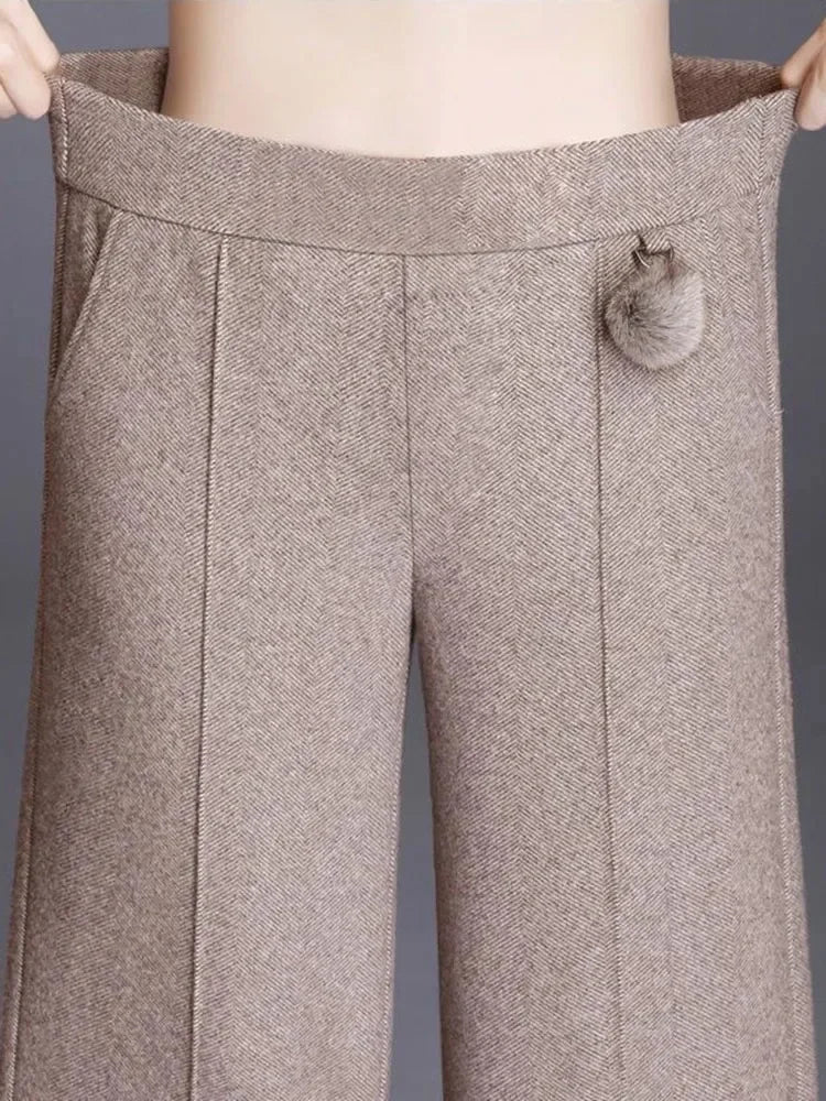 Grube materiałowe spodnie damskie