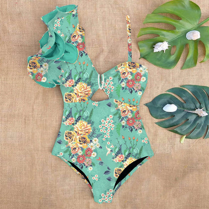 Jednoczęściowy strój kąpielowy z falbaną