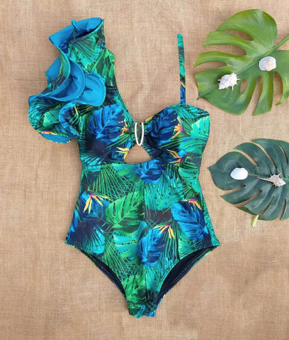 Jednoczęściowy strój kąpielowy z falbaną