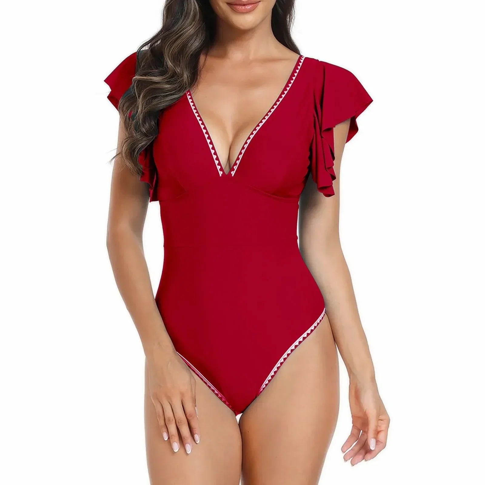 Jednoczęściowy strój kąpielowy z falbanami