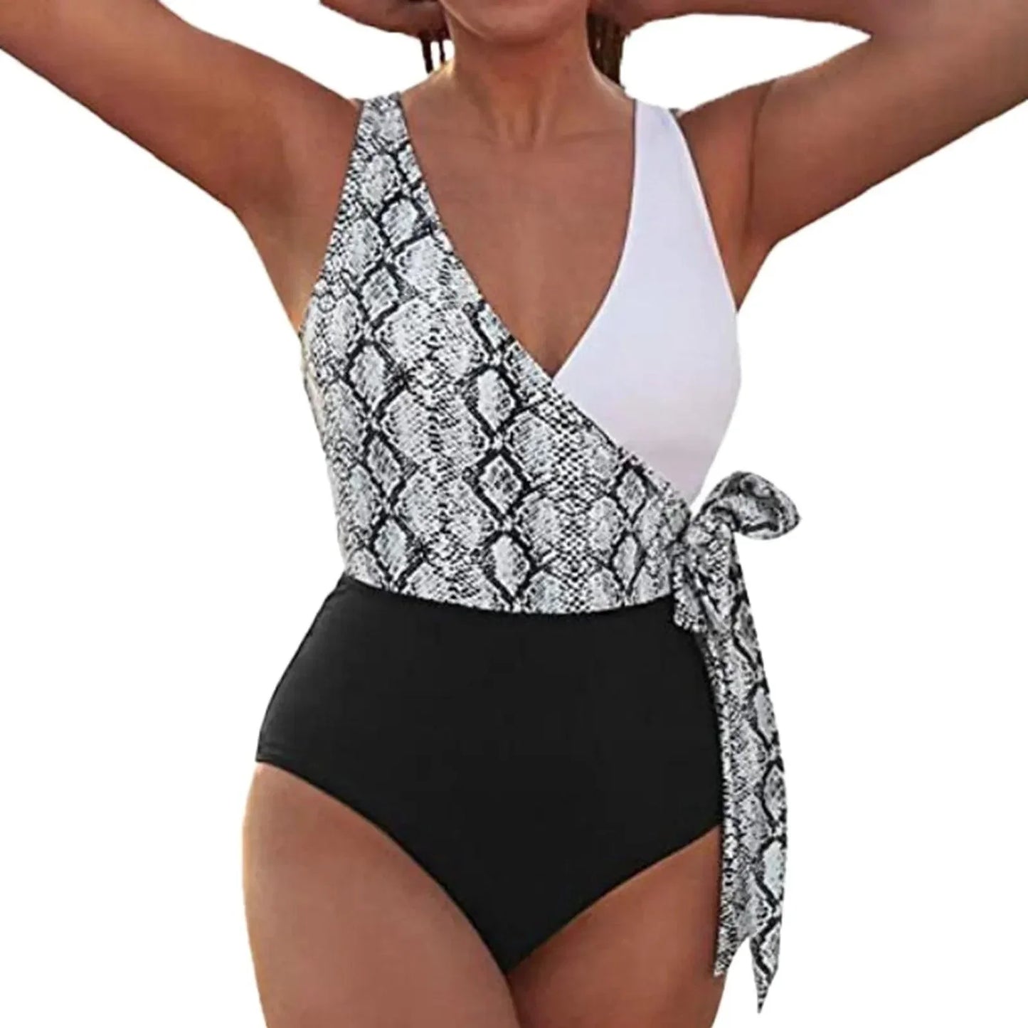 Jednoczęściowy strój kąpielowy z wiązaniem na boku