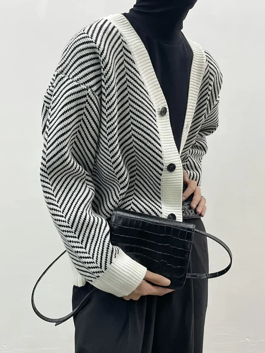 Kardigan damski oversize w jodełkę