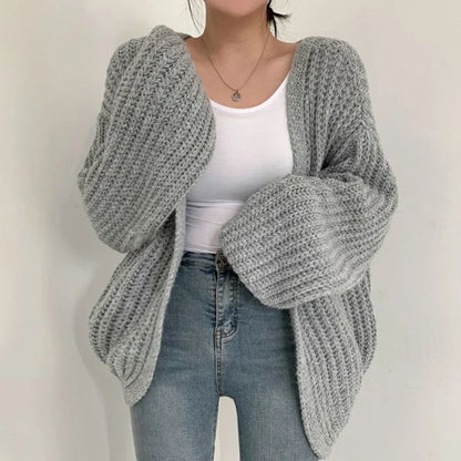 Kardigan oversize z bufiastymi rękawami