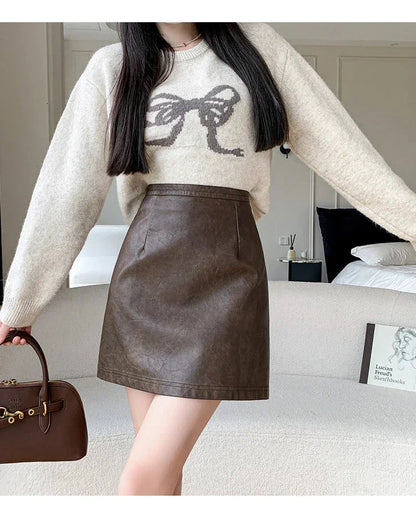 Klasyczna skórzana spódnica mini