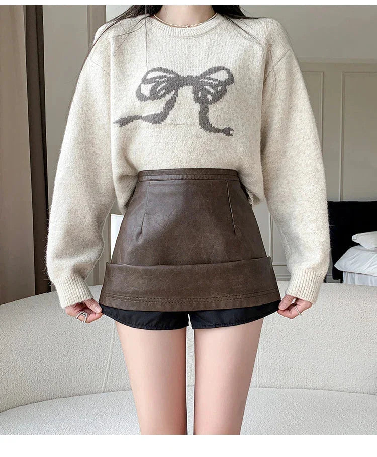 Klasyczna skórzana spódnica mini