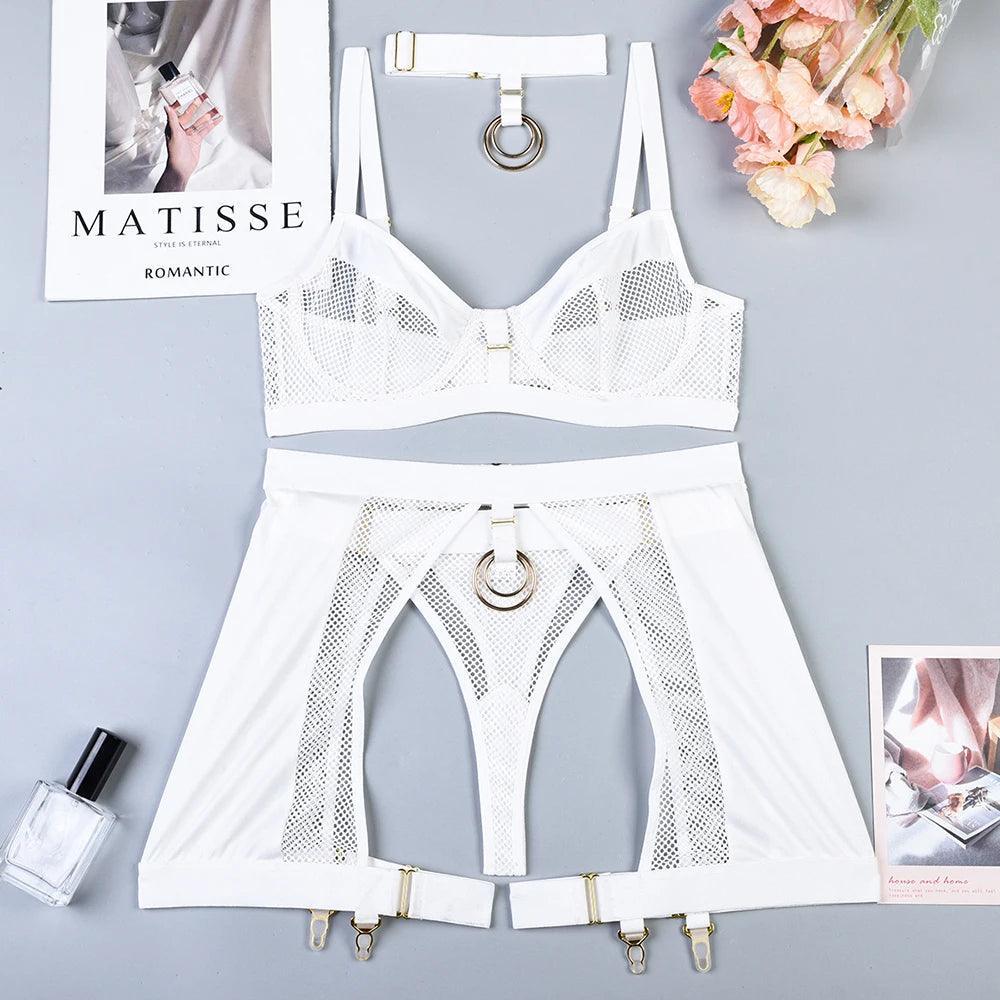 Komplet bielizny wieczorowej z siateczką