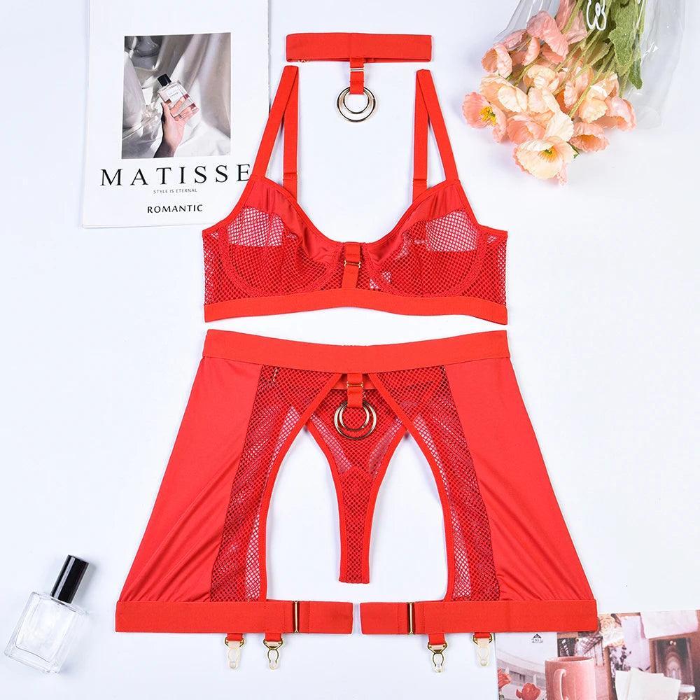 Komplet bielizny wieczorowej z siateczką