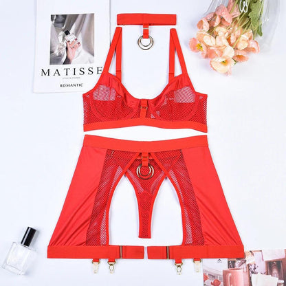 Komplet bielizny wieczorowej z siateczką