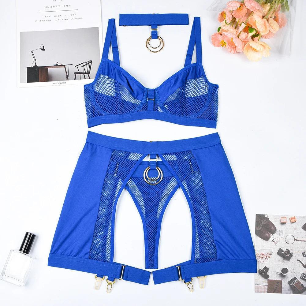 Komplet bielizny wieczorowej z siateczką