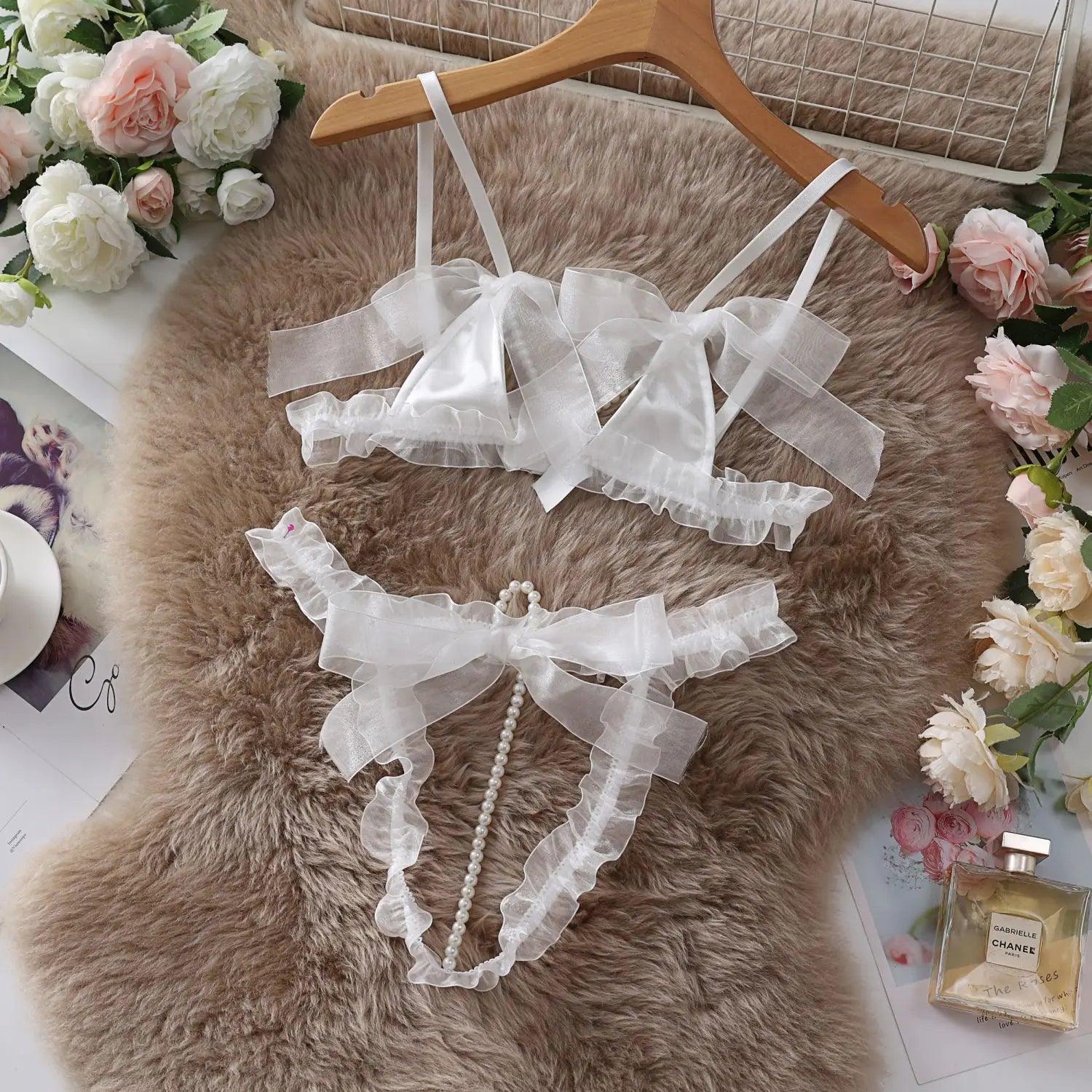 Komplet bielizny z koralikami