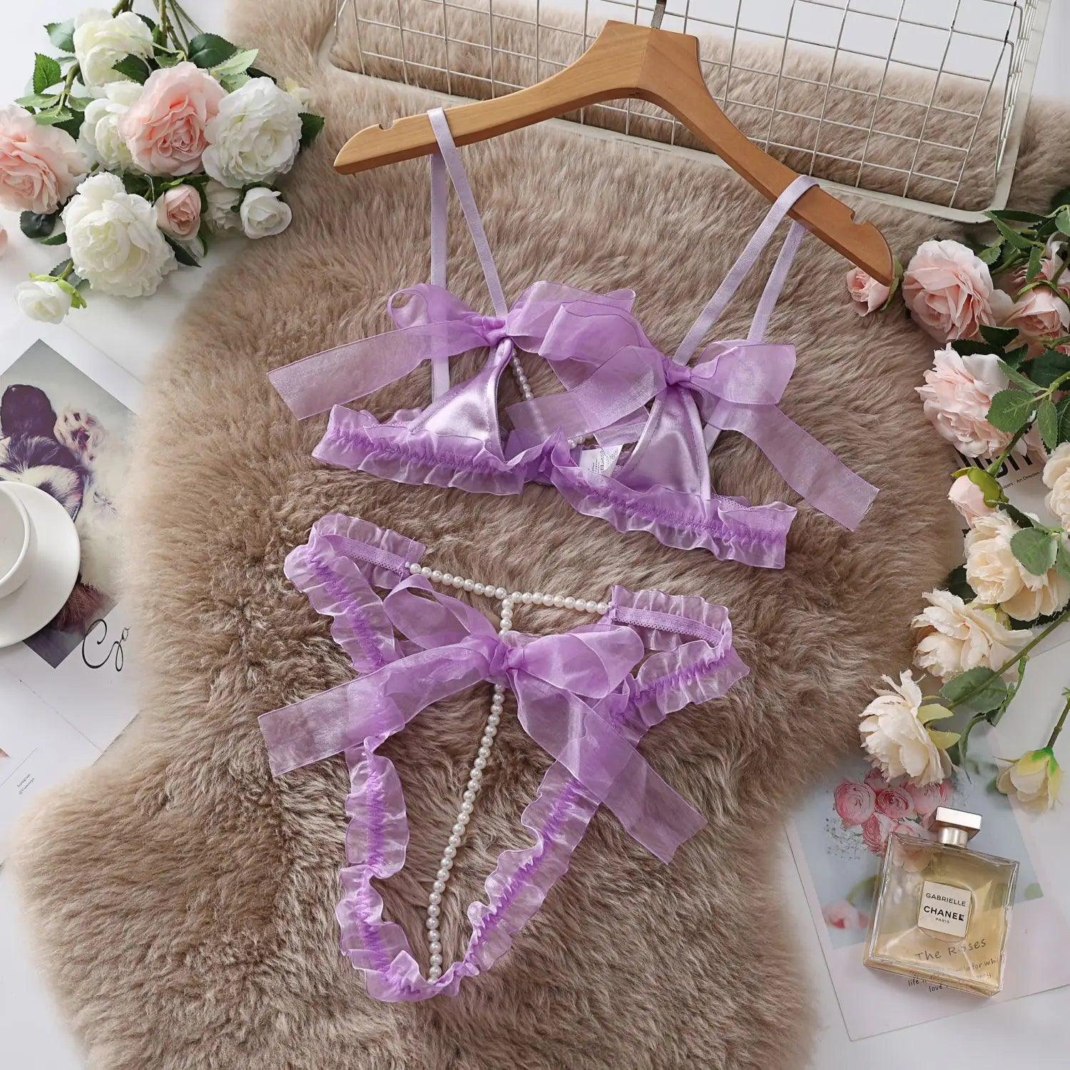 Komplet bielizny z koralikami