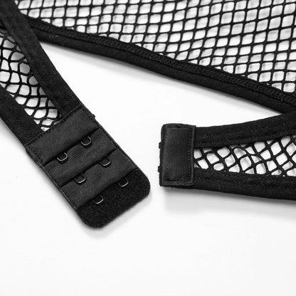 Komplet bielizny z siatką i łańcuszkami