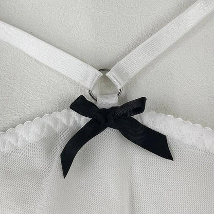 Komplet bielizny ze spódniczką z siateczki