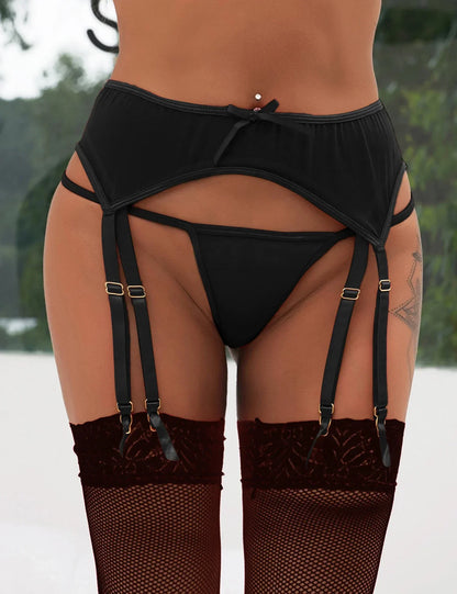 Komplet z pasem do pończoch z siateczki