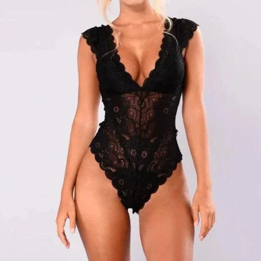 Koronkowe body z wycięciem na plecach