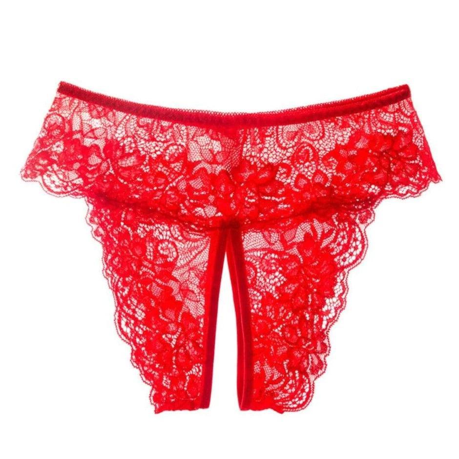 Koronkowe majtki z ozdobnym rozcięciem