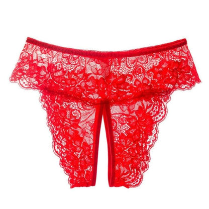 Koronkowe majtki z ozdobnym rozcięciem