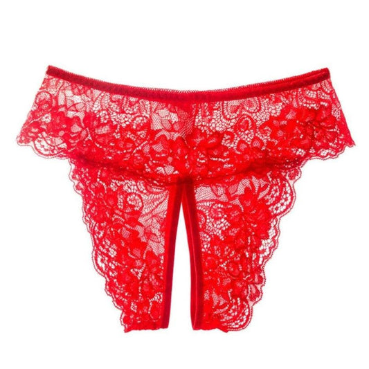 Koronkowe majtki z ozdobnym rozcięciem