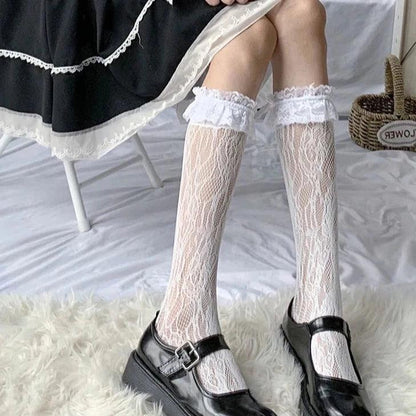 Koronkowe podkolanówki