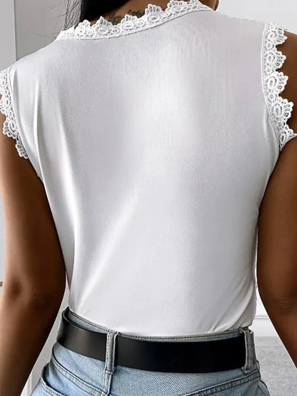 Koronkowy top damski bez rękawów