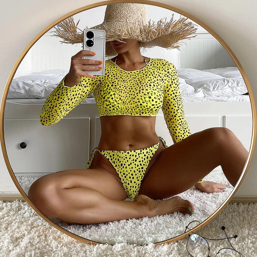 Kostium bikini z siateczkowym topem