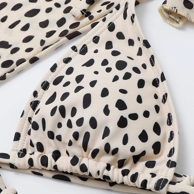 Kostium bikini z siateczkowym topem