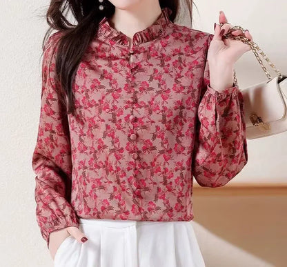 Koszula damska z ozdobnym kołnierzem