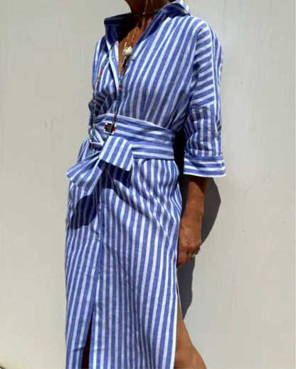 Koszulowa sukienka midi z rozcięciami