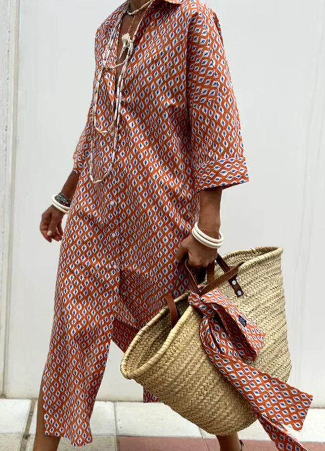 Koszulowa sukienka midi z rozcięciami